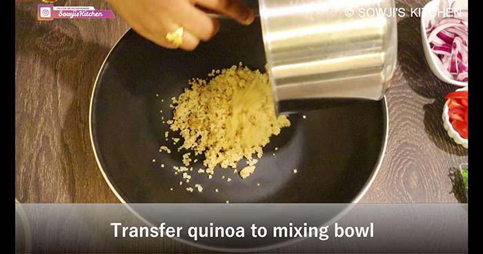 Transferring cooked Quinoa