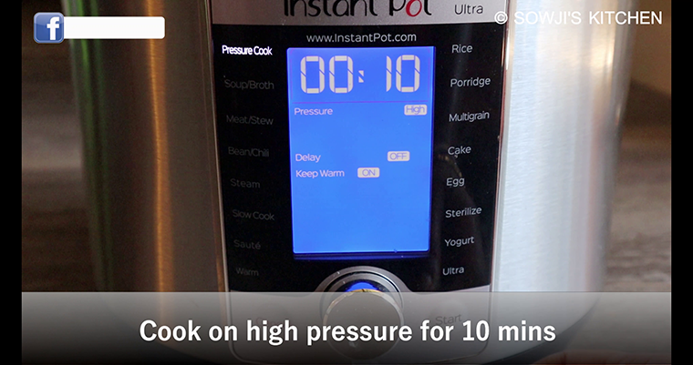 Cook on high pressure for 10 mins