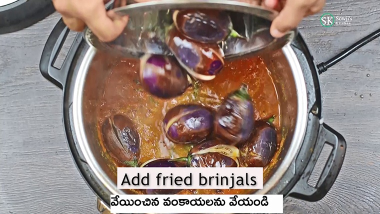 Add fried brinjals