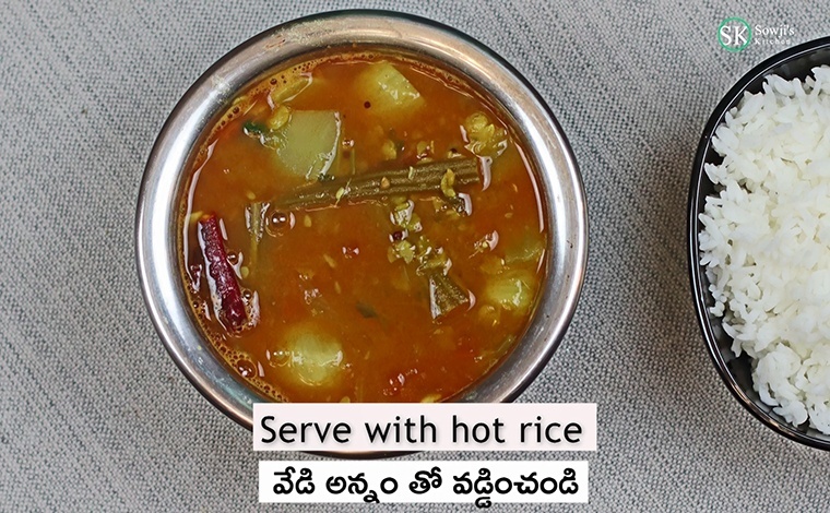 Serve sambar with rice
