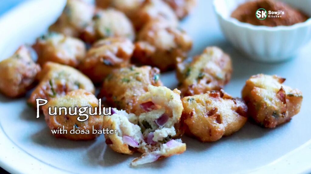 Yummy street food, punugulu with idli dosa batter are ready to eat.