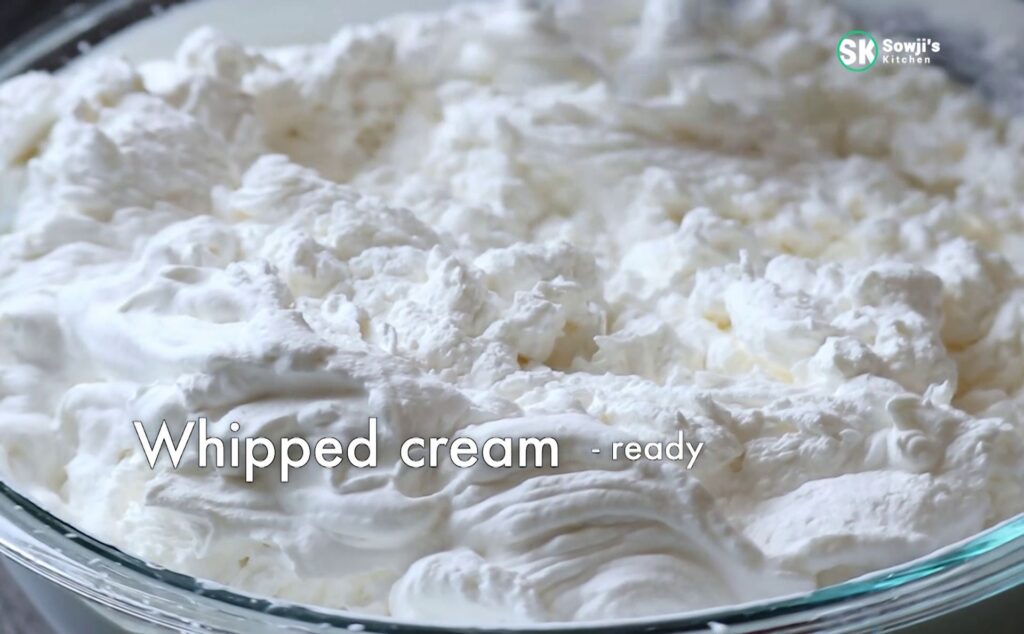 Stiff peaks and whipped cream is ready
