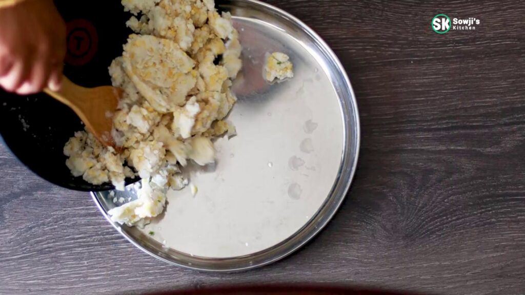transfer rice flour moong dal mix to a plate