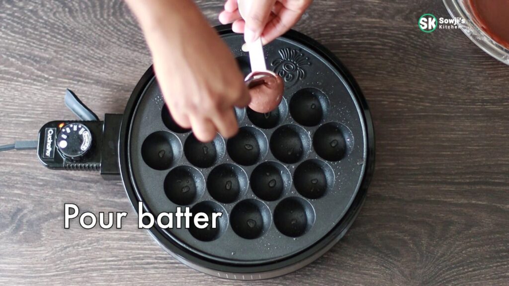 Pour batter into Appam or Aebleskiver or Takoyaki pan
