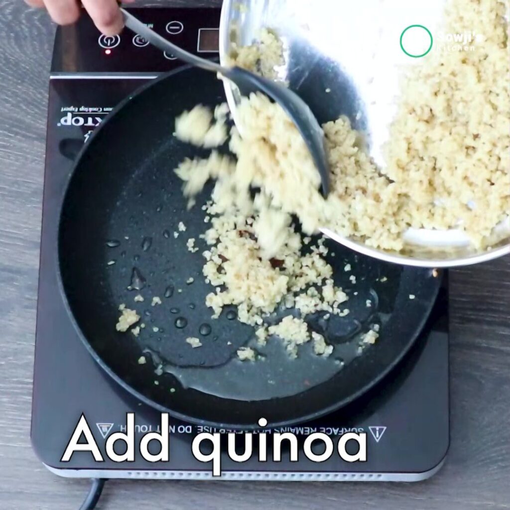 Fry quinoa
