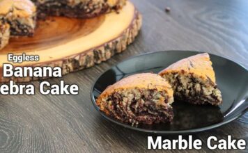 Eggless banana marble cake | zebra cake Marble cake